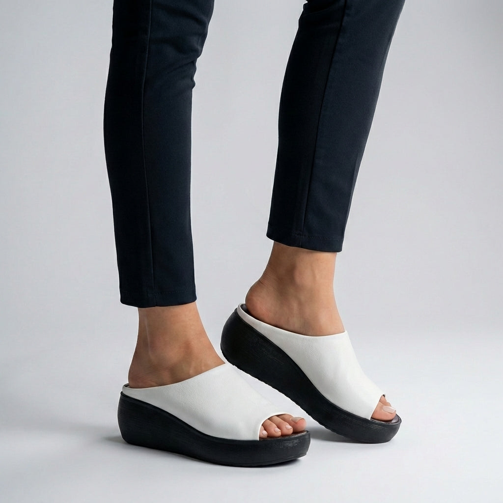 Sandalias de cuña para mujer con punta abierta y suela elevada para verano
