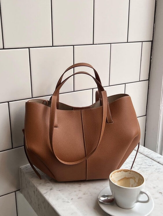 Bolso de Mano de Piel con Alas Plegadas y Gran Capacidad para Mujer
