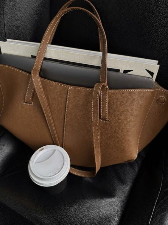 Bolso de Mano de Piel con Alas Plegadas y Gran Capacidad para Mujer