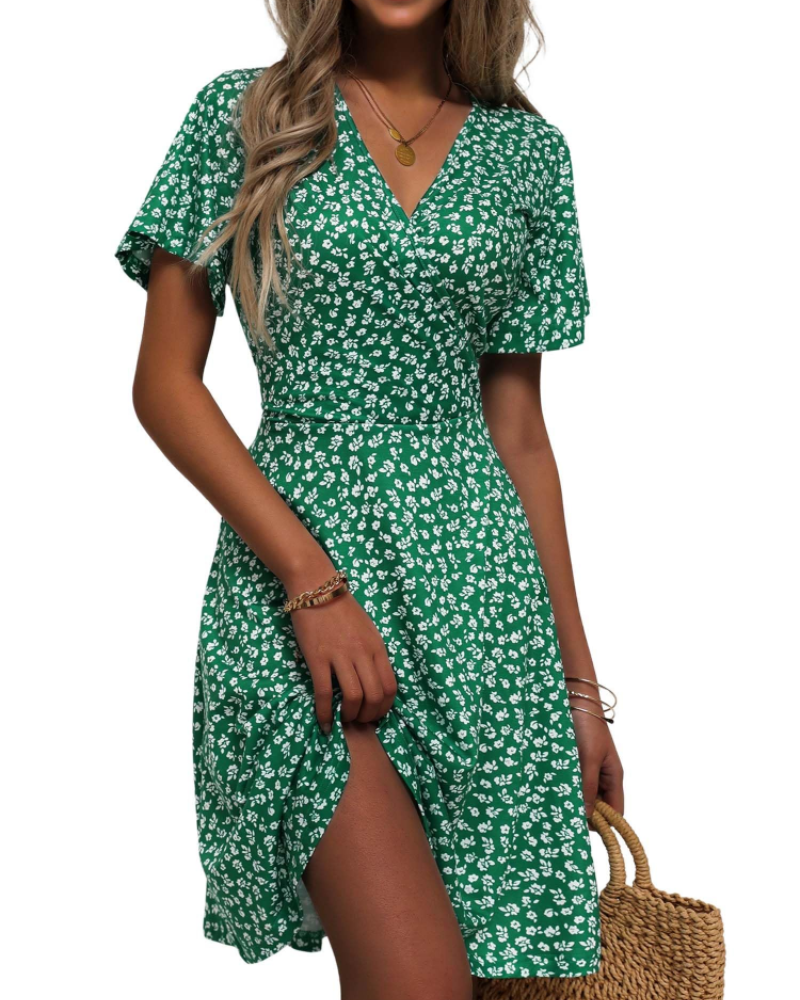 Vestido corto mujer | corte cruzado | cuello V | para eventos verano