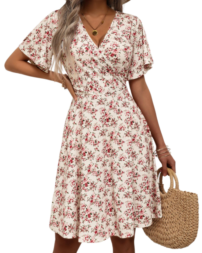 Vestido corto mujer | corte cruzado | cuello V | para eventos verano