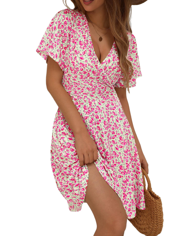 Vestido corto mujer | corte cruzado | cuello V | para eventos verano