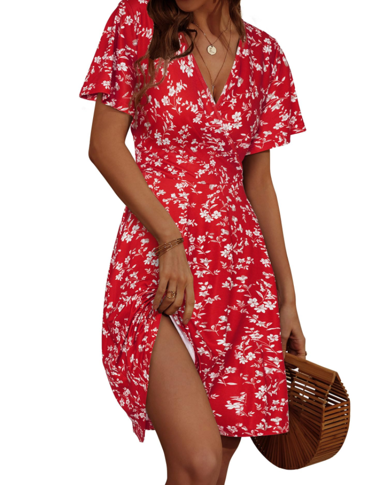 Vestido corto mujer | corte cruzado | cuello V | para eventos verano
