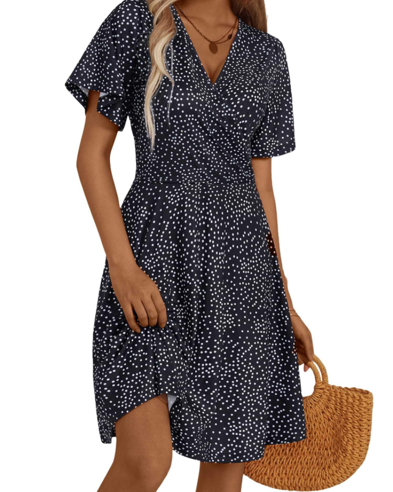 Vestido corto mujer | corte cruzado | cuello V | para eventos verano