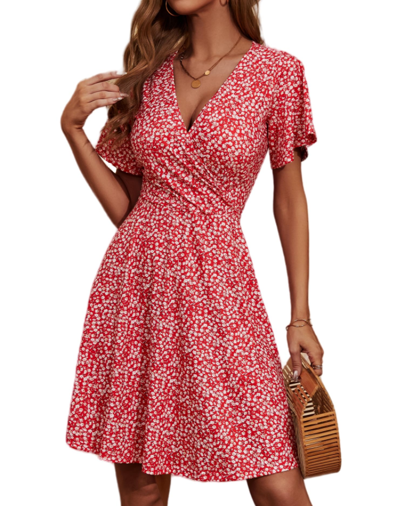 Vestido corto mujer | corte cruzado | cuello V | para eventos verano