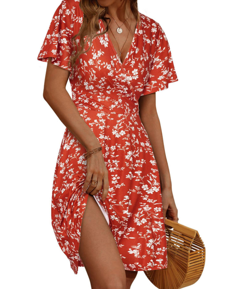 Vestido corto mujer | corte cruzado | cuello V | para eventos verano