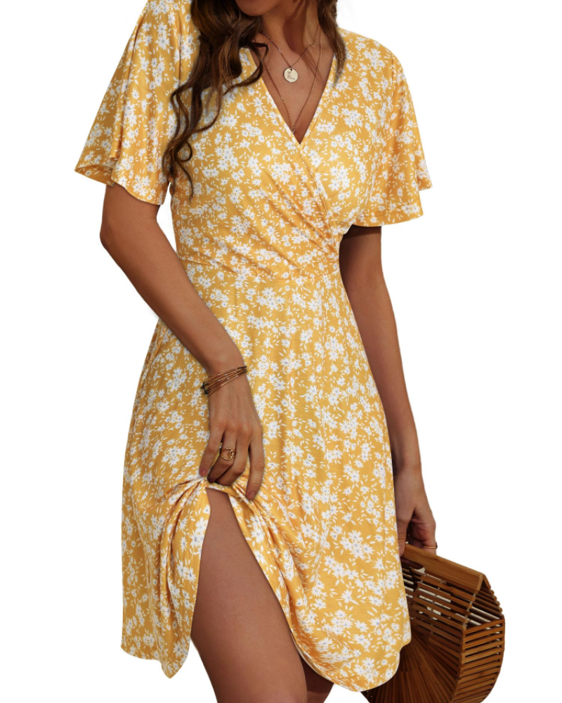 Vestido corto mujer | corte cruzado | cuello V | para eventos verano