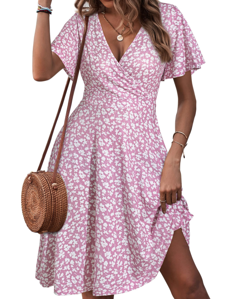 Vestido corto mujer | corte cruzado | cuello V | para eventos verano