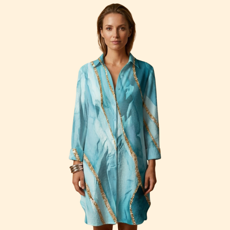 Vestido de Playa para Mujer Women's Beach Cover Up con Botones y Manga Larga