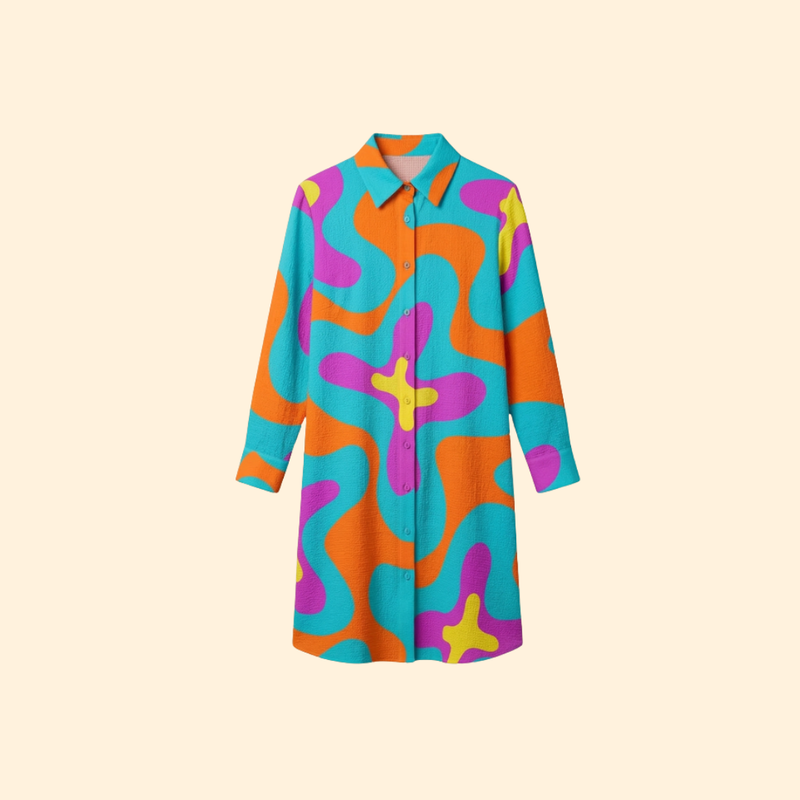 Vestido de Playa para Mujer Women's Beach Cover Up con Botones y Manga Larga