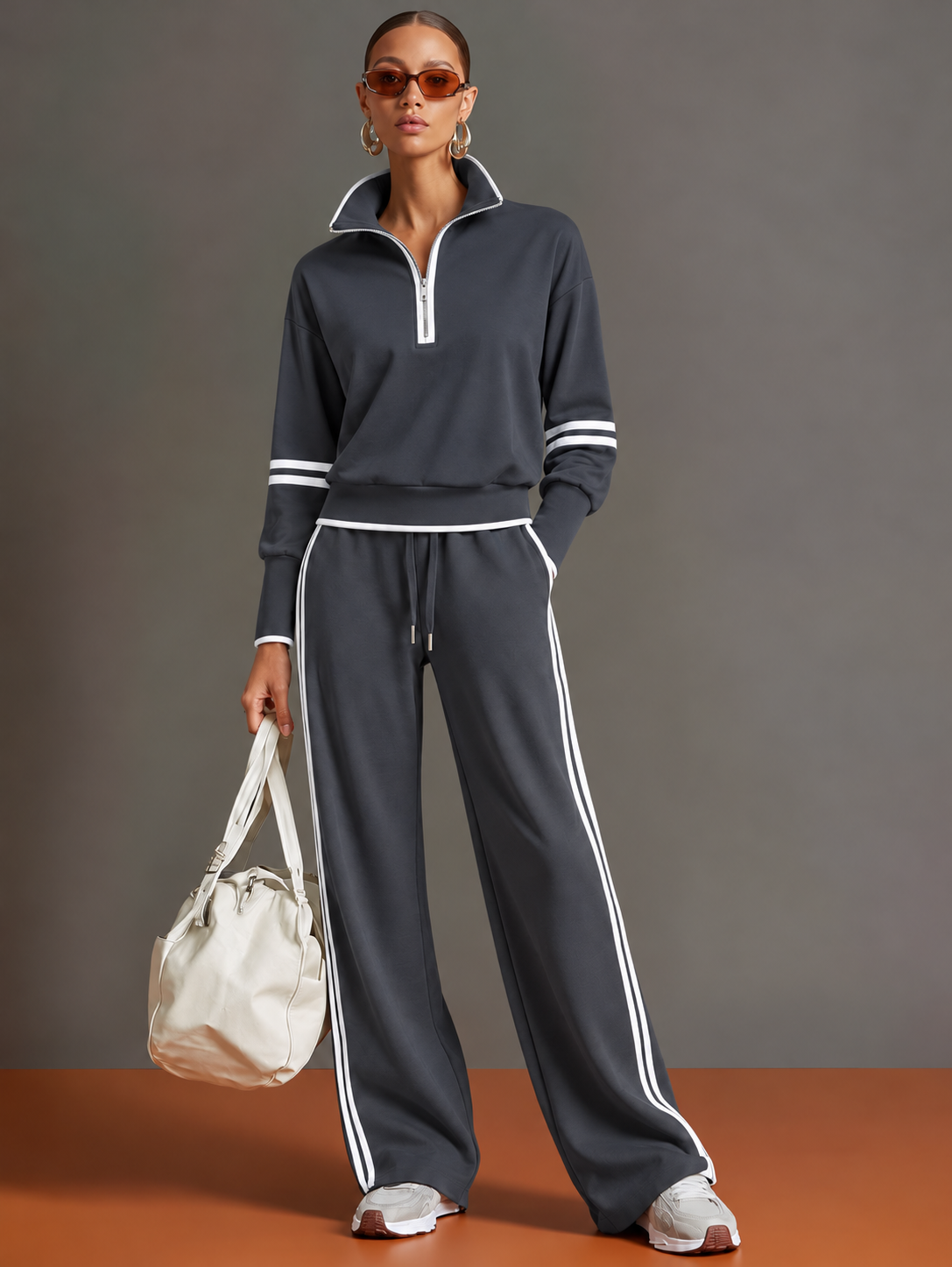 Conjunto de Mujer de Blusa y Pantalón de Pierna Ancha con Corte Relajado
