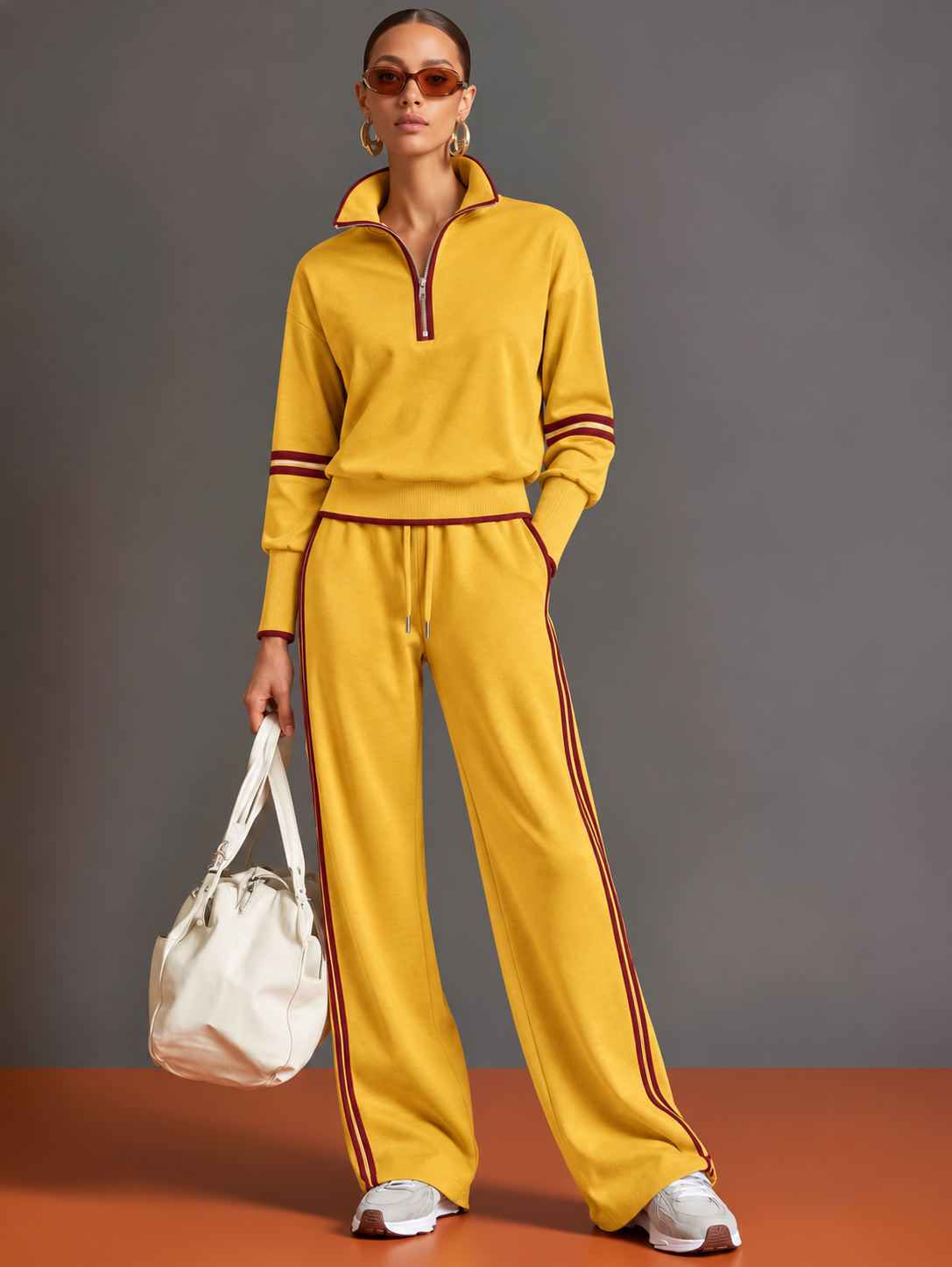 Conjunto de Mujer de Blusa y Pantalón de Pierna Ancha con Corte Relajado