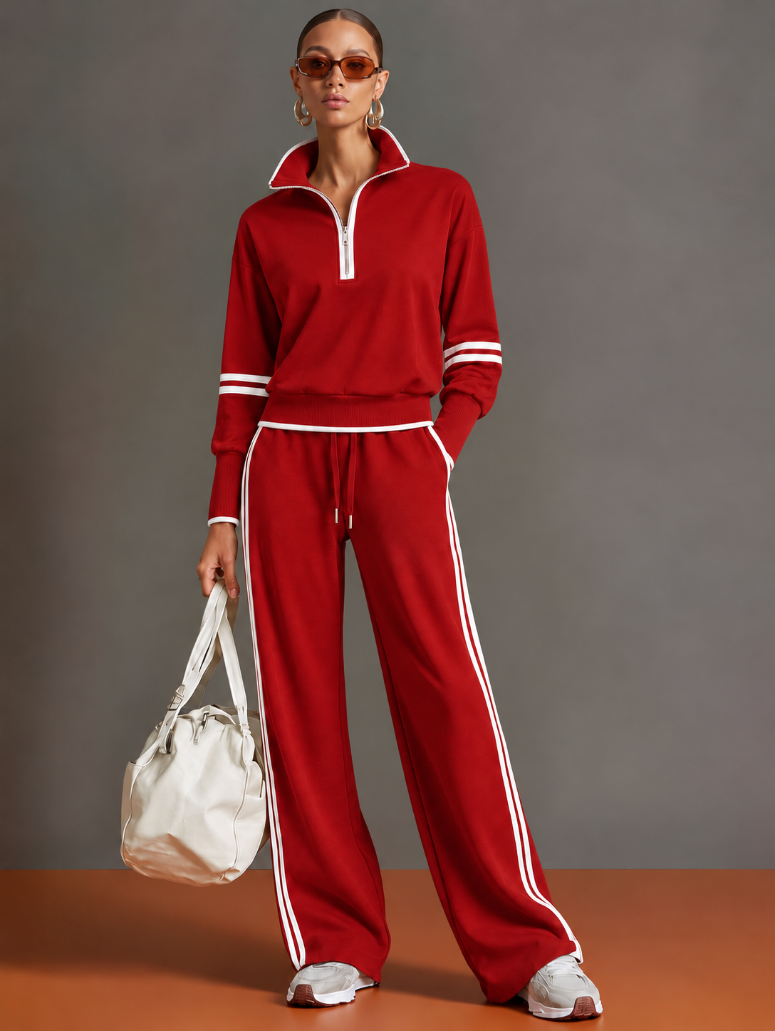 Conjunto de Mujer de Blusa y Pantalón de Pierna Ancha con Corte Relajado