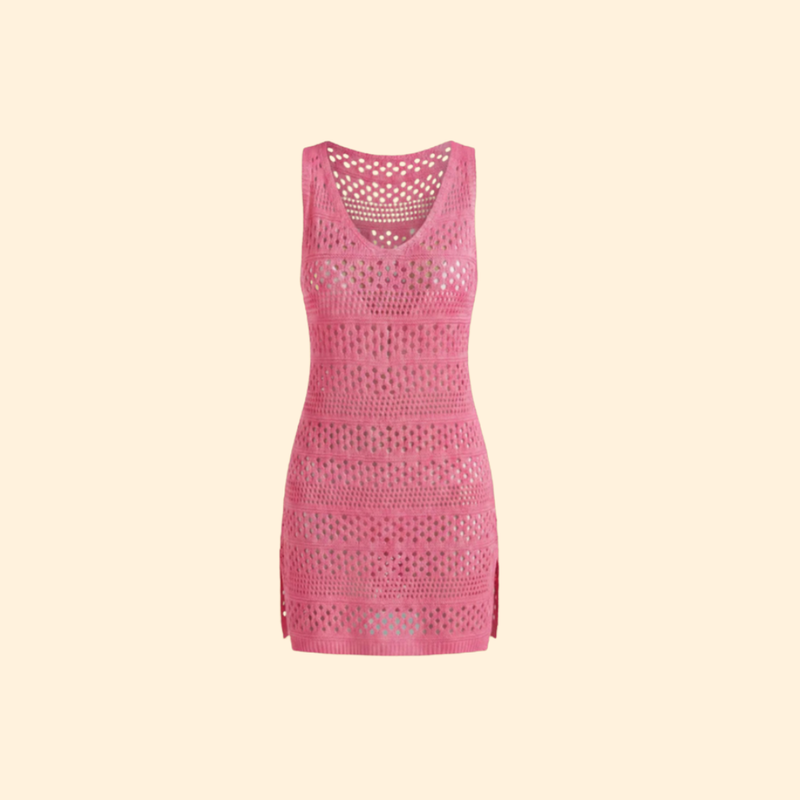 Vestido de Playa para Mujer Women's Beach Cover Ups de Encaje Crochet Ajustado