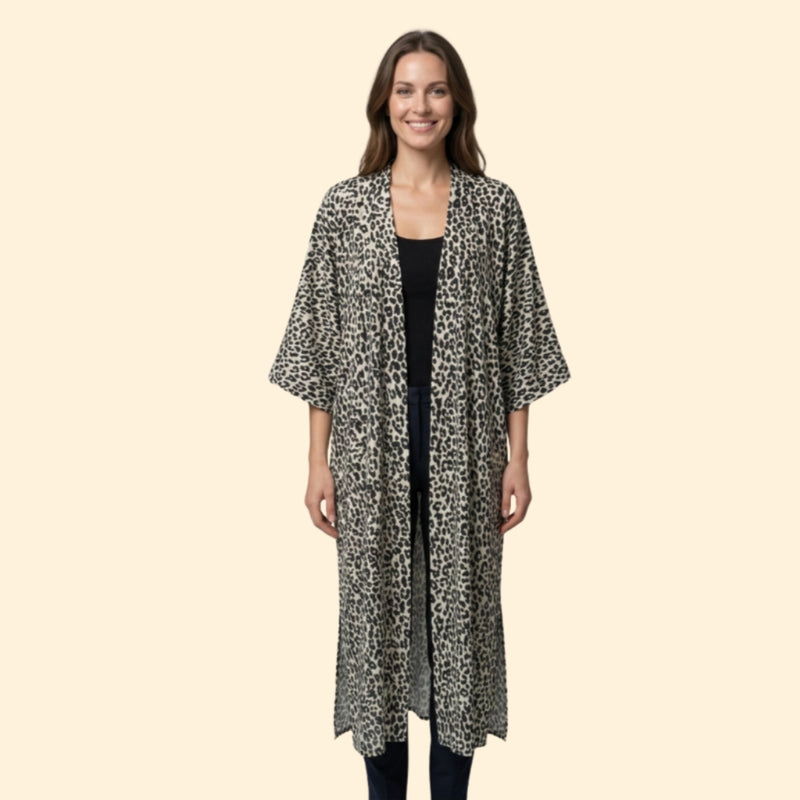 Cárdigan de Playa para Mujer Women's Beach Cover Up Largo con Frente Abierto