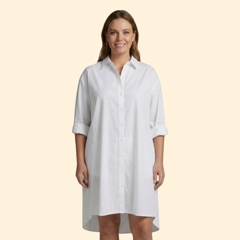 Vestido Camisero de Playa con Estampado y Manga Larga Beach Cover Up para Mujer