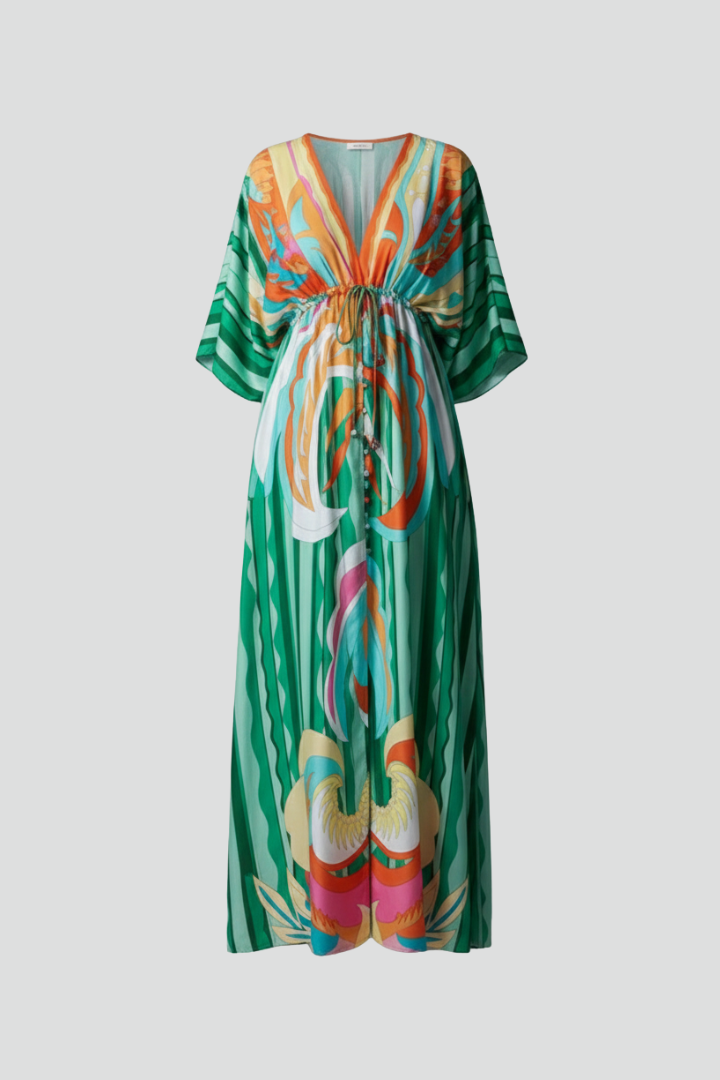 Vestido largo para mujer - maxi vestido con escote en V y mangas murciélago