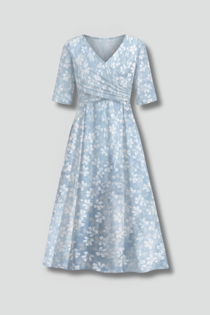 Vestido midi para mujer - vestido de corte relajado con cuello en V | casual