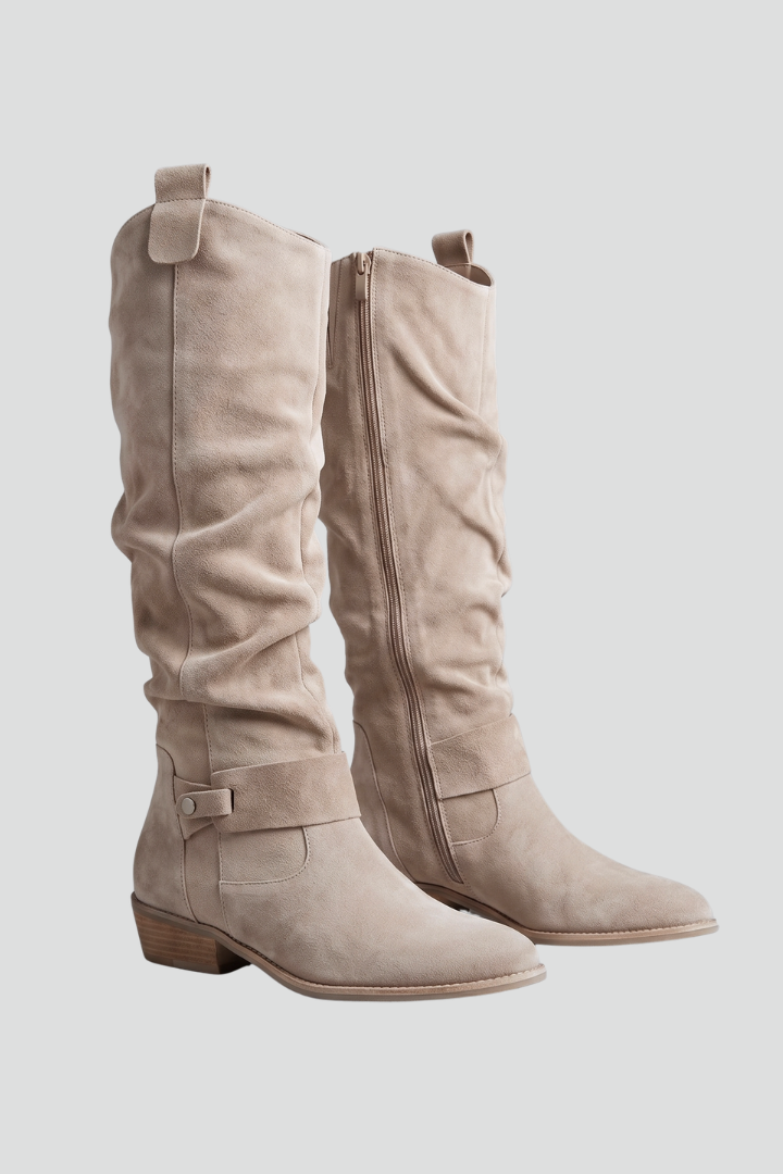 Botas Altas para Mujer con Cremallera Lateral y Tacón Bajo Estable