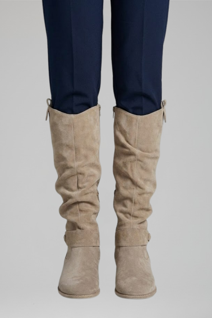 Botas Altas para Mujer con Cremallera Lateral y Tacón Bajo Estable
