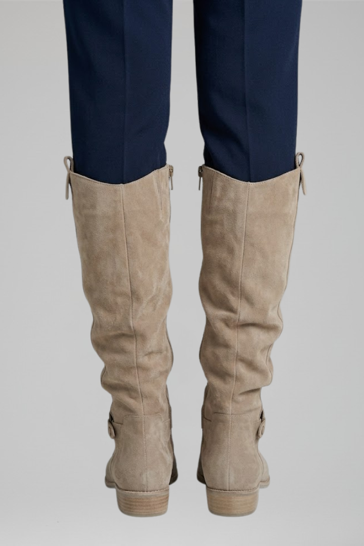 Botas Altas para Mujer con Cremallera Lateral y Tacón Bajo Estable