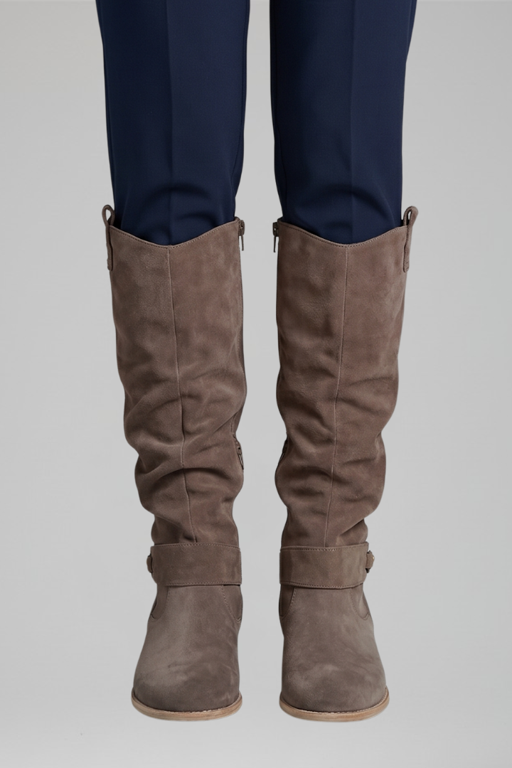 Botas Altas para Mujer con Cremallera Lateral y Tacón Bajo Estable
