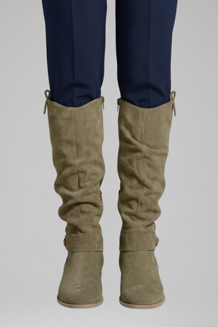 Botas Altas para Mujer con Cremallera Lateral y Tacón Bajo Estable