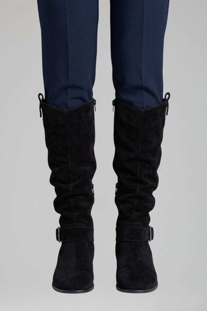 Botas Altas para Mujer con Cremallera Lateral y Tacón Bajo Estable