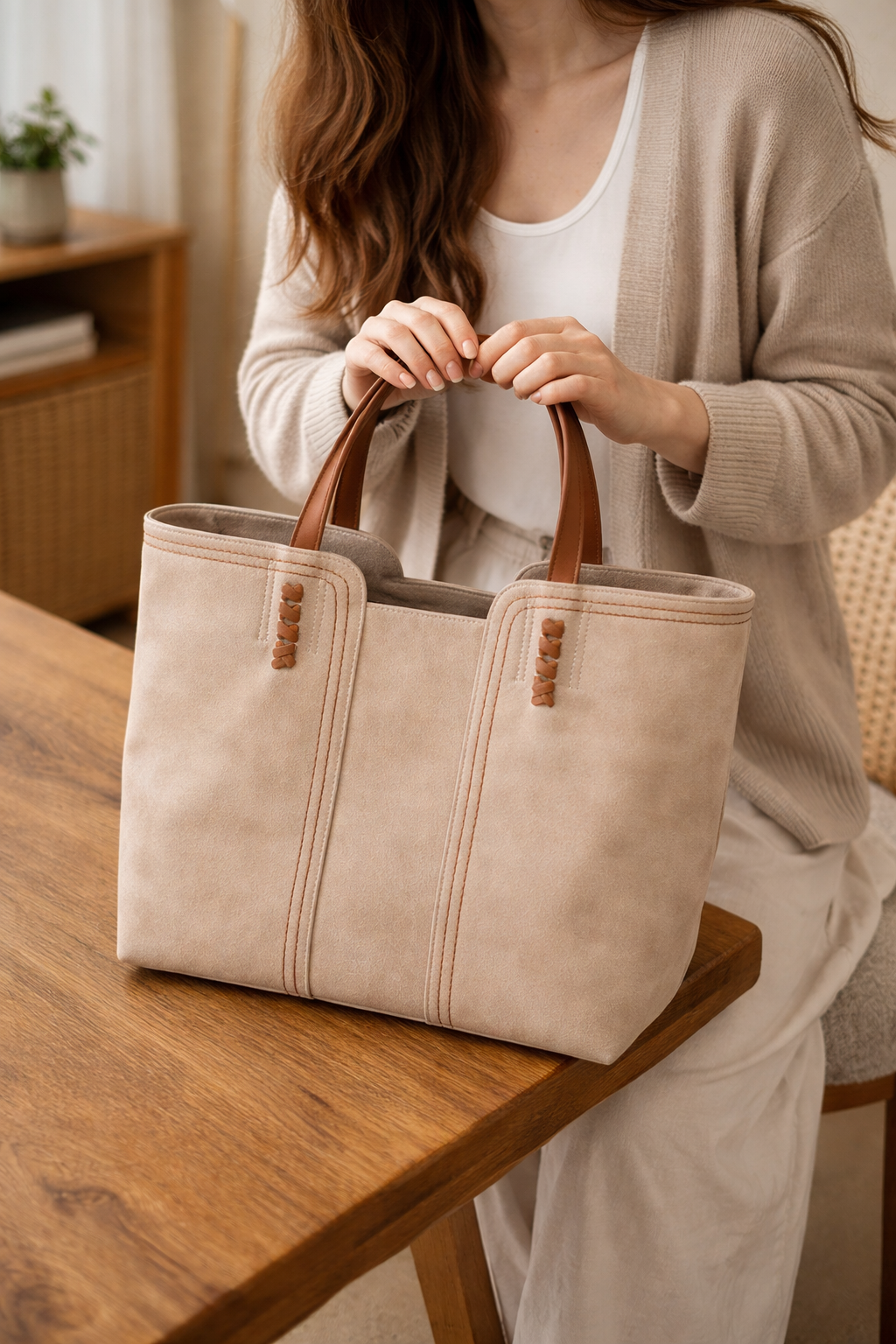 Geantă de damă tote shopper cu siluetă structurată