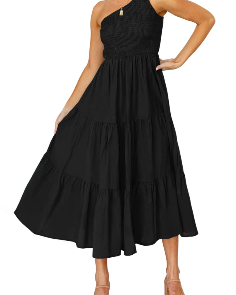 Vestido largo mujer | una manga | diseño asimétrico para eventos