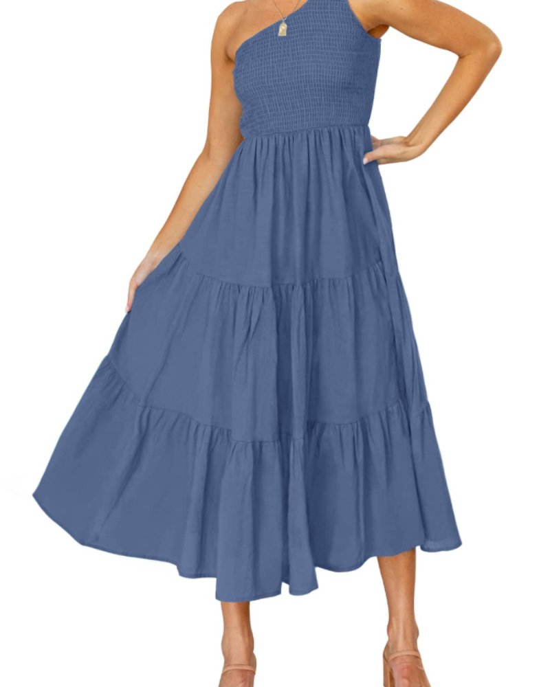 Vestido largo mujer | una manga | diseño asimétrico para eventos