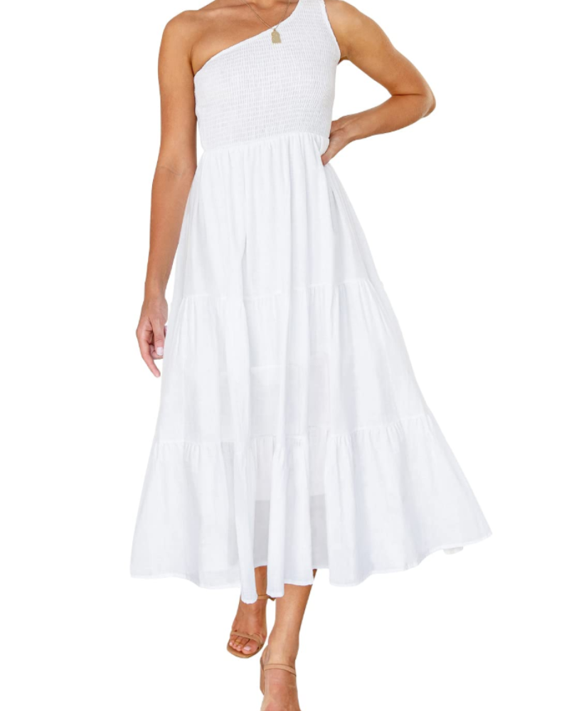 Vestido largo mujer | una manga | diseño asimétrico para eventos