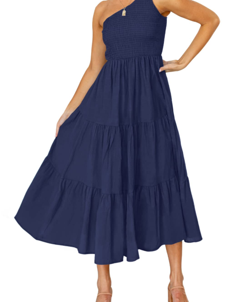 Vestido largo mujer | una manga | diseño asimétrico para eventos