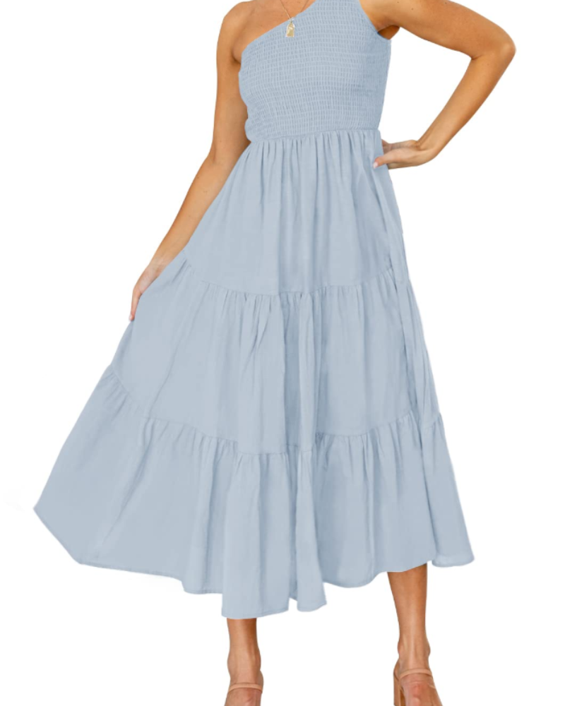 Vestido largo mujer | una manga | diseño asimétrico para eventos
