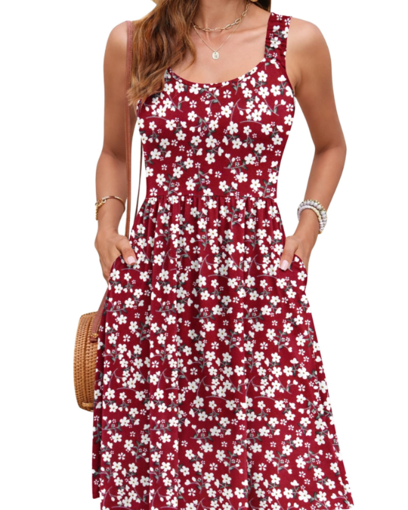 Vestido verano mujer | cuello cuadrado | corte A con talle ajustado | vacaciones