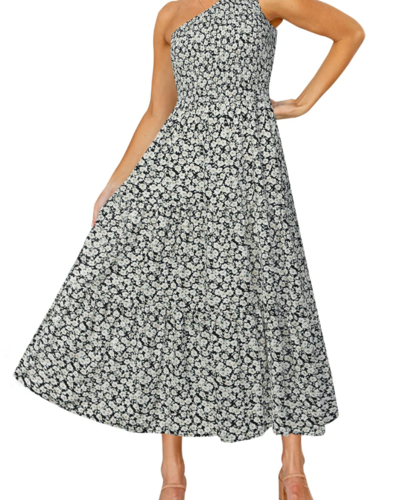 Vestido largo mujer | una manga | diseño asimétrico para eventos