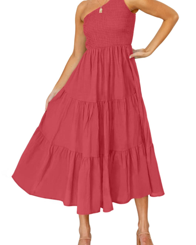 Vestido largo mujer | una manga | diseño asimétrico para eventos