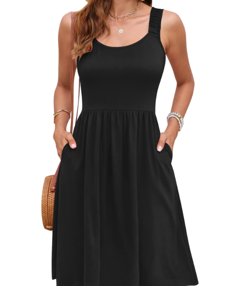 Vestido verano mujer | cuello cuadrado | corte A con talle ajustado | vacaciones
