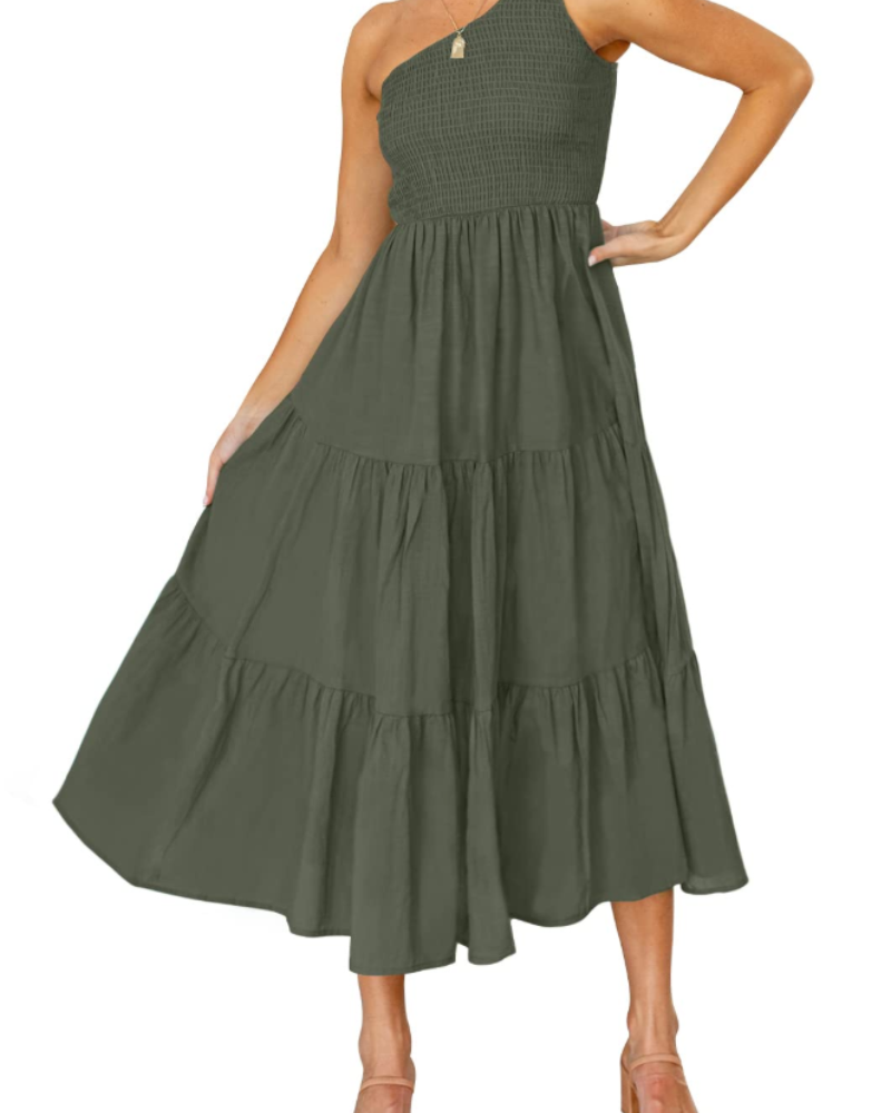 Vestido largo mujer | una manga | diseño asimétrico para eventos
