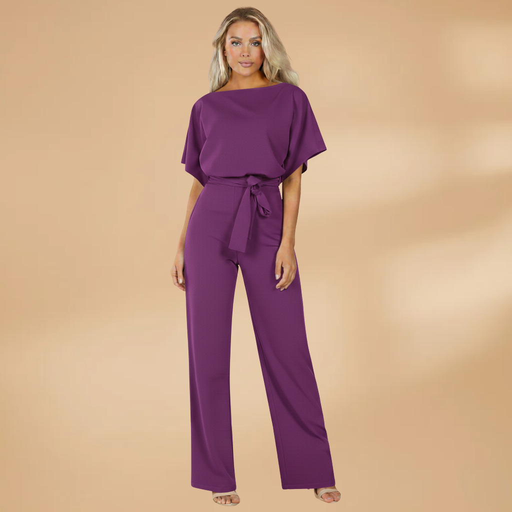 Mono long pour femme - combinaison à jambes larges avec ceinture à nouer | quotidien
