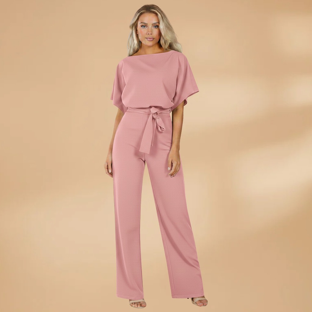 Mono long pour femme - combinaison à jambes larges avec ceinture à nouer | quotidien