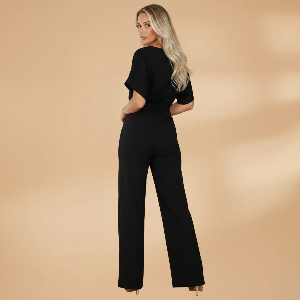 Mono long pour femme - combinaison à jambes larges avec ceinture à nouer | quotidien