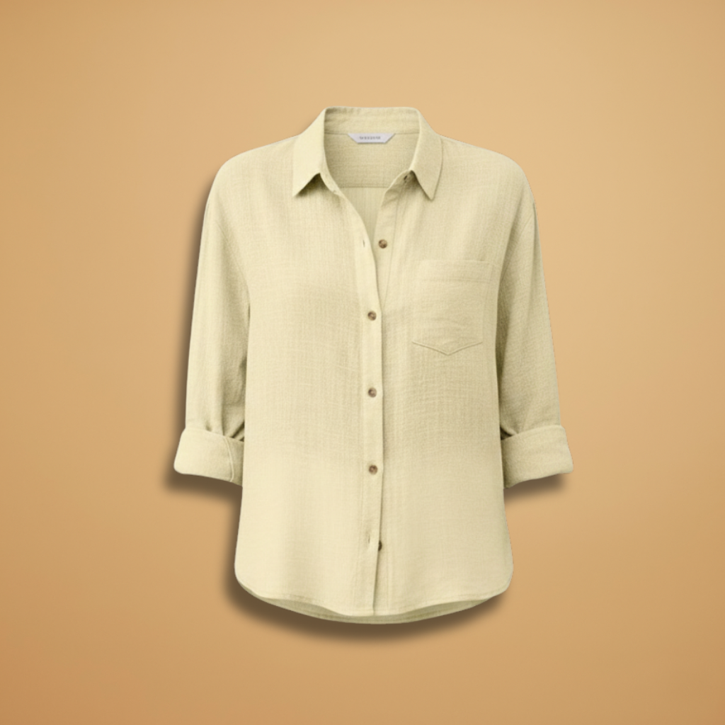 Blusa de manga corta para mujer - camisa entallada con tapeta de botones | diario