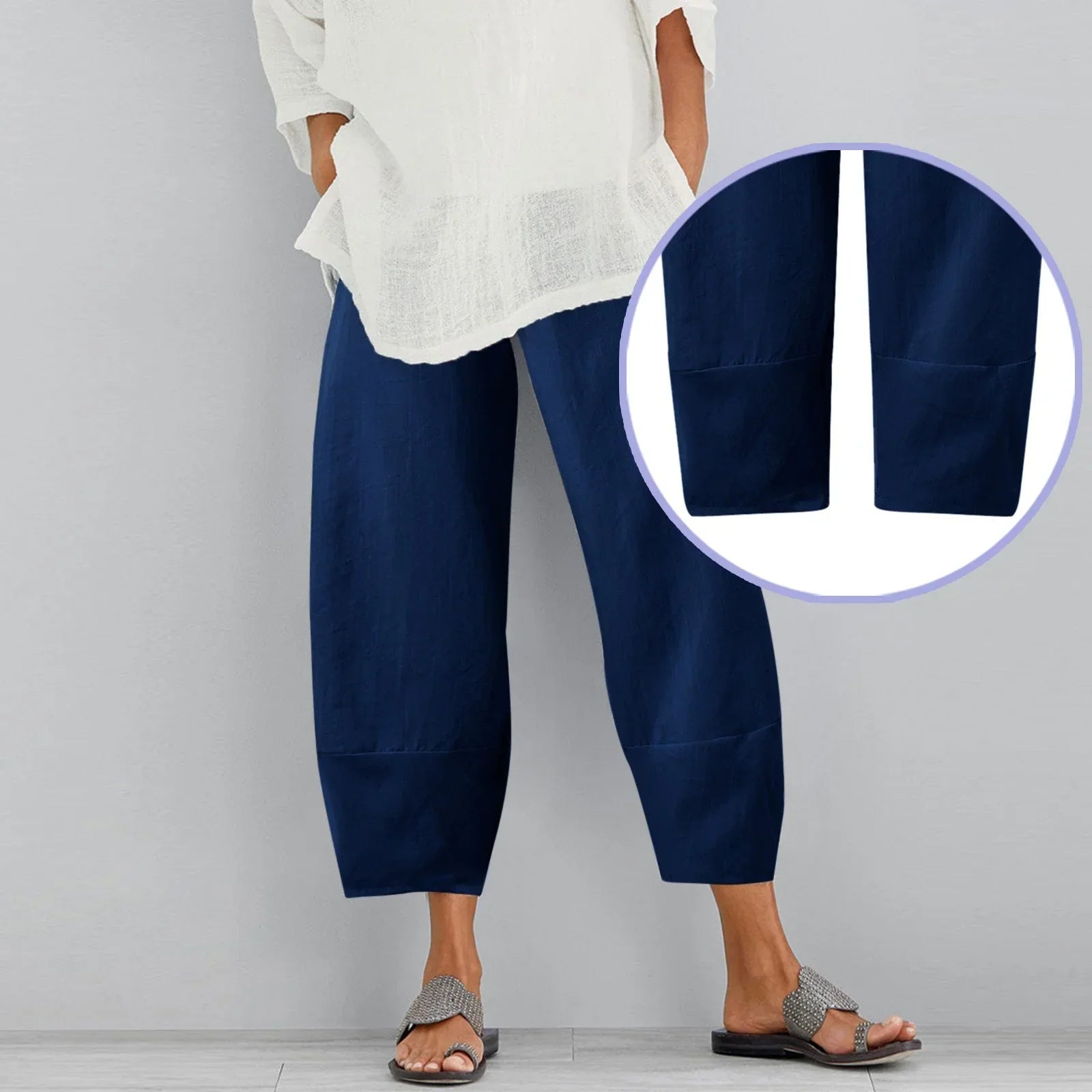 Pantalones de Pata Ancha para Mujer con Diseño Holgado y Corte Tobillero