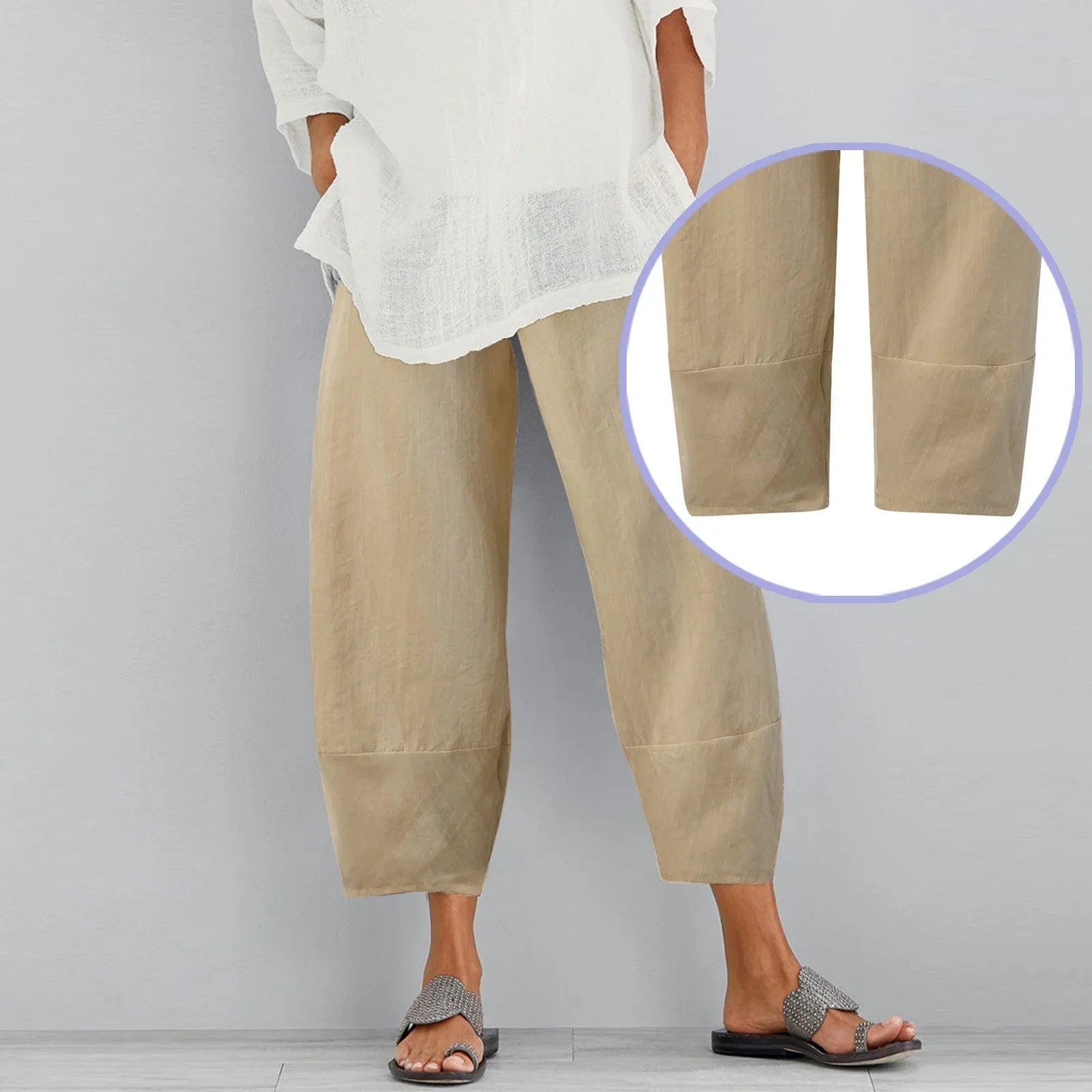 Pantalones de Pata Ancha para Mujer con Diseño Holgado y Corte Tobillero
