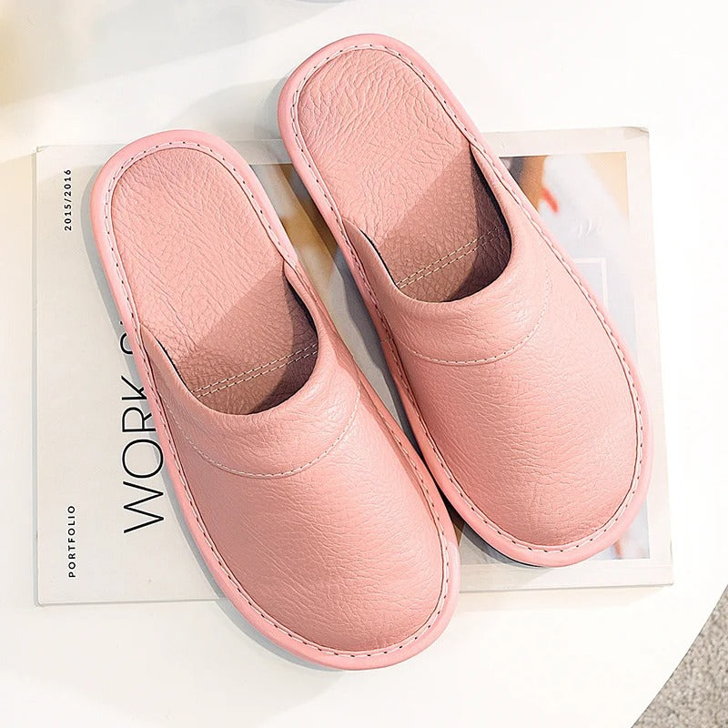 Pantuflas de Cuero para Hombre Zuecos de Casa con Suela Flexible y Acolchada