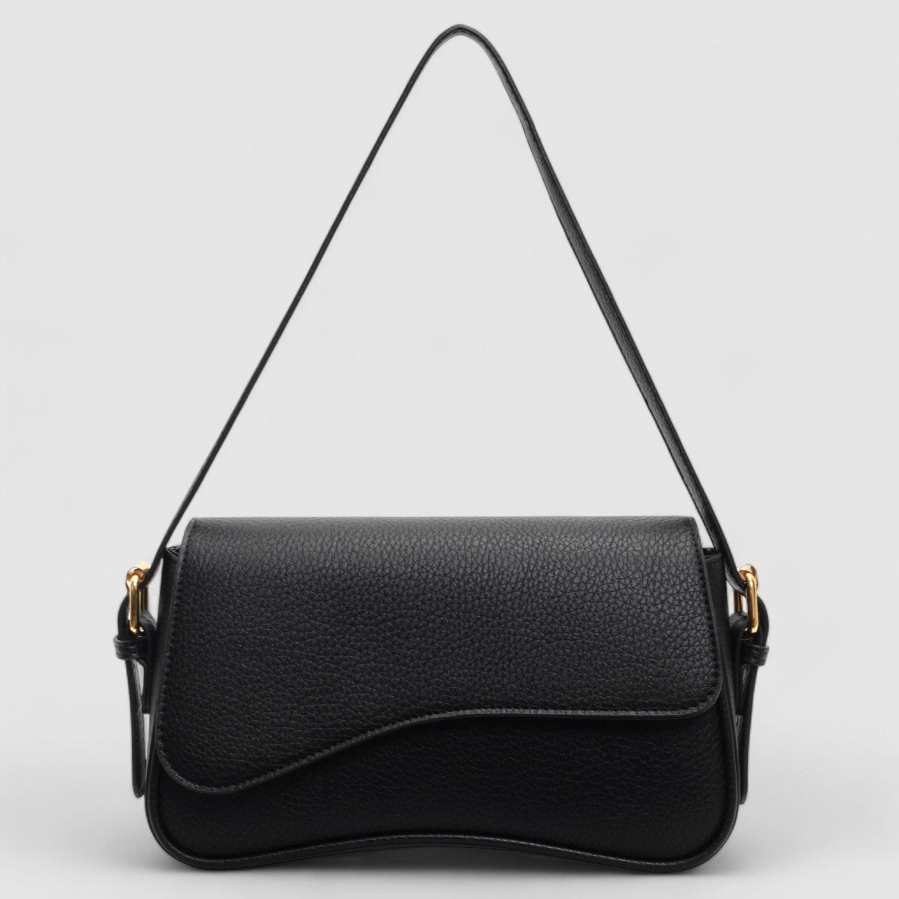 Bolso de Hombro para Mujer de Cuero Vegano con Solapa Ondulada y Correa
