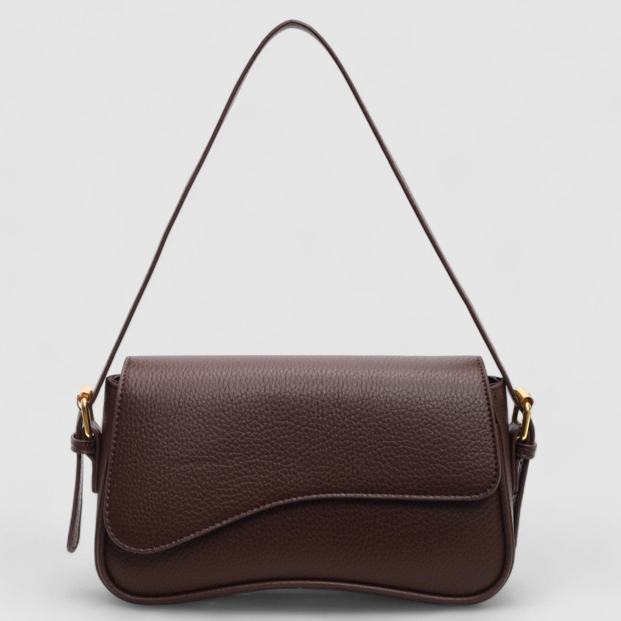 Bolso de Hombro para Mujer de Cuero Vegano con Solapa Ondulada y Correa