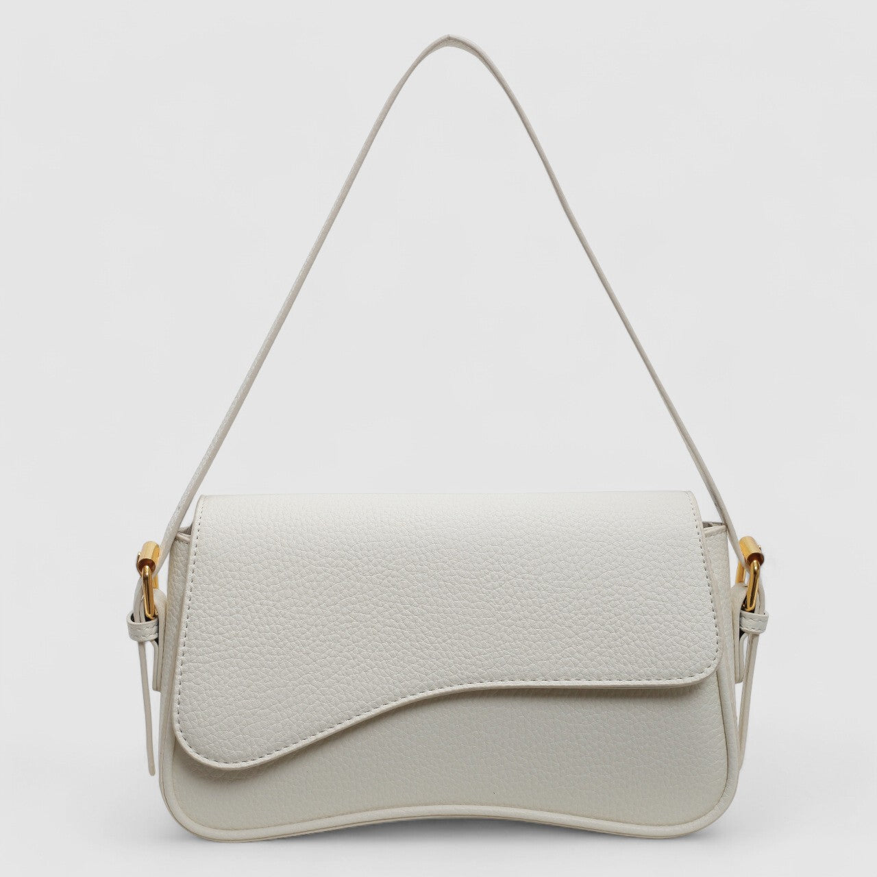 Bolso de Hombro para Mujer de Cuero Vegano con Solapa Ondulada y Correa