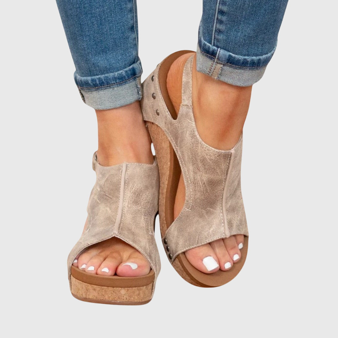 Sandalias de Plataforma para Mujer Zapatos con Cuña y Acabado de Corcho